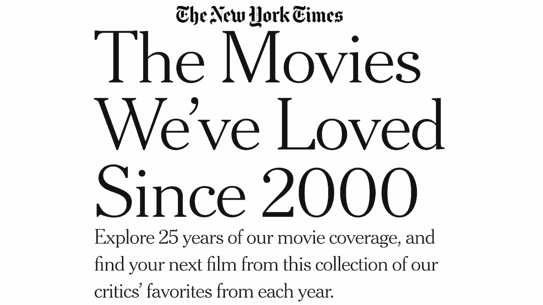 NYT Highlights the Best Films Since 2000—13 WSF Productions Make the List